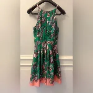 Vince Camuto Womens Printed Halter Fit & Flare Dress Green 6 Vince Camuto Womens Printed Halter Fit & Flare Dress Green 6
